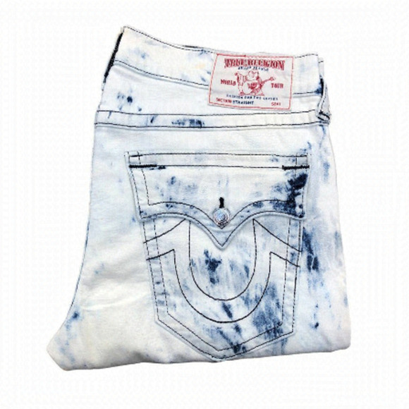 True Religion Jeans Size 36 STRAIGHT Blue/White - Picture 1 of 10